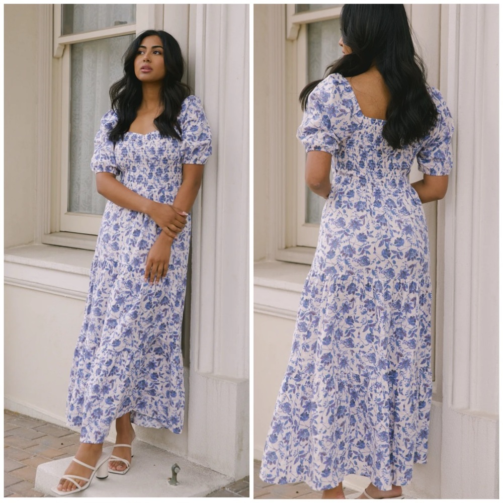 Tink & Posh Daria floral smocked maxi dress